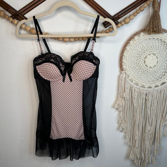 Unbranded Pink Black Lace Bustier - Picture 1 of 4